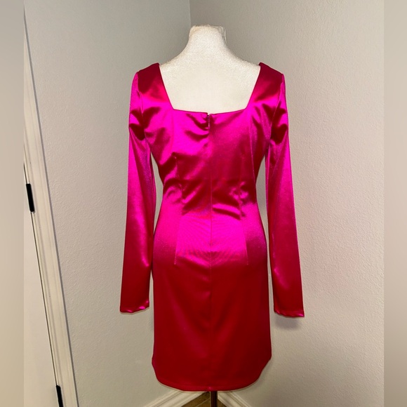 Satin Long Sleeve Mini Dress - Picture 5 of 8